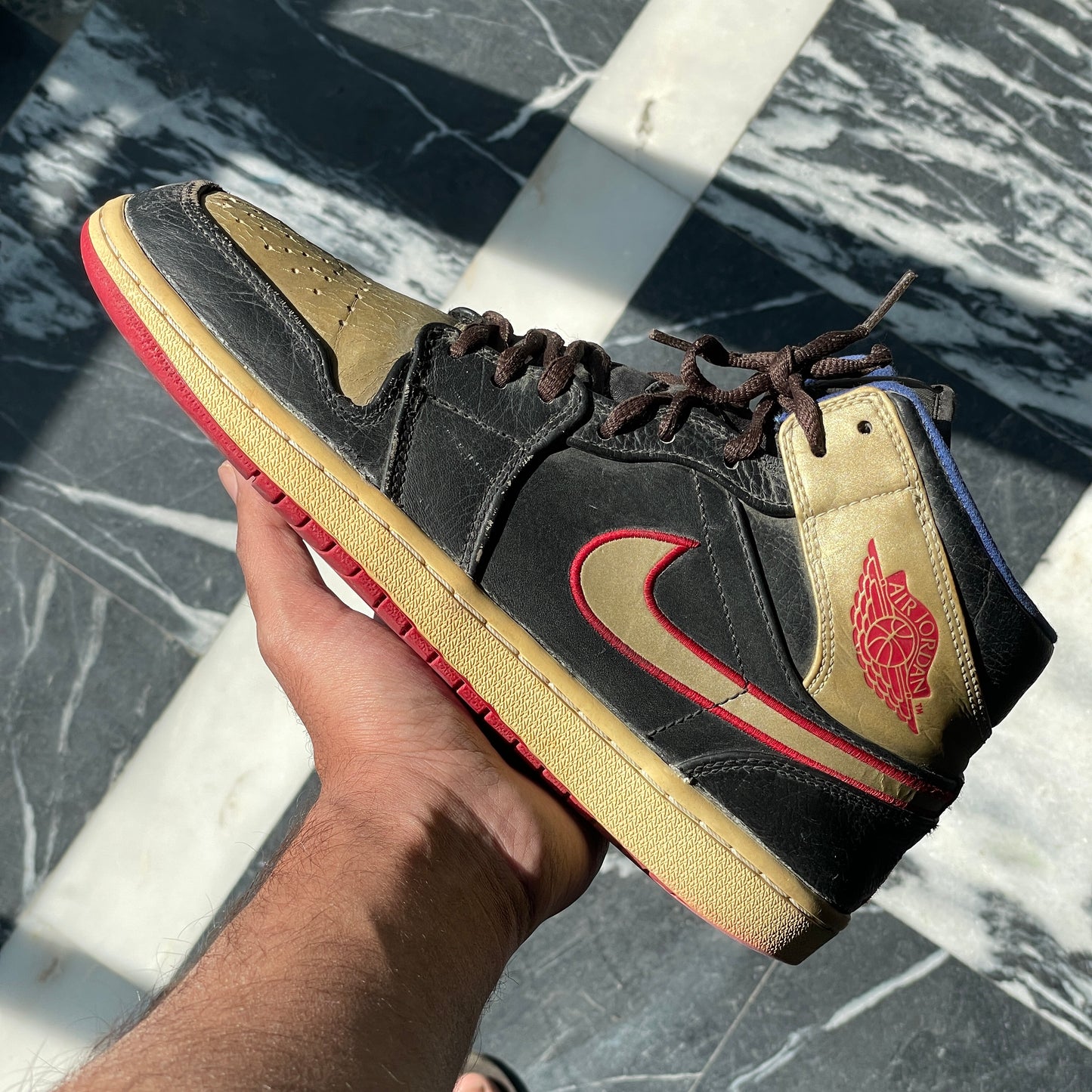 Jordan 1 Black Gold Red